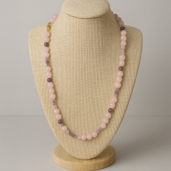 Collar Cuarzo Rosa y Amatista